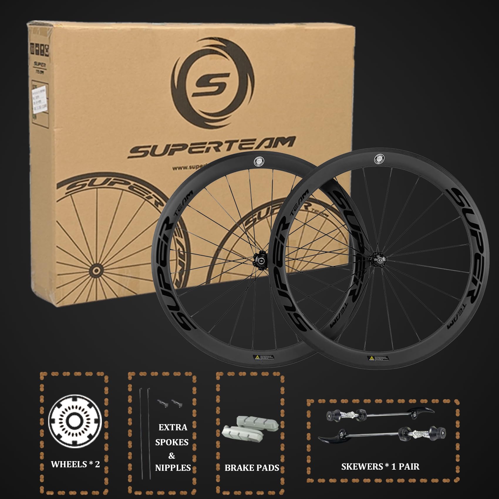 Amazon | Superteam カーボンホイールセット 700C リムブレーキ 50mm